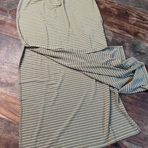 Hem & Thread Olive and White Striped Skirt